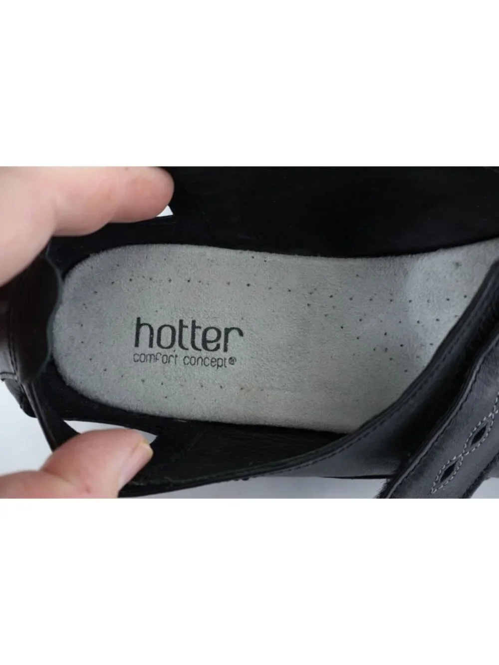 Hotter England Women's Florence Sandal Size 10 Black Leather Adjustable Strap